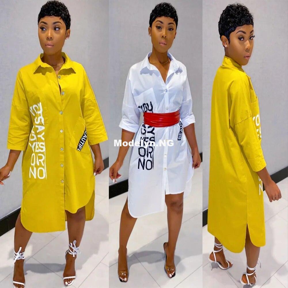 2019 Striped Long Sleeve Shirt Dress Women Turn-Down Collar Button Up Loose Blouse Dress Casual Streetwear Oversized Shirt Dress - Image 3