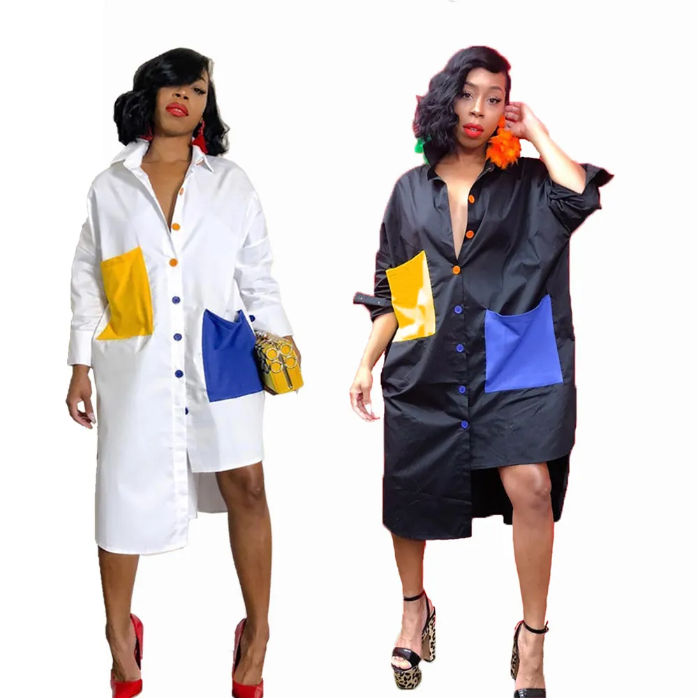 2019 Striped Long Sleeve Shirt Dress Women Turn-Down Collar Button Up Loose Blouse Dress Casual Streetwear Oversized Shirt Dress - Image 5