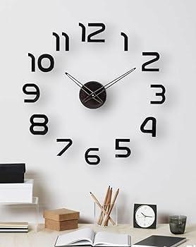 DIY Wall Clocks 3D Mirror Stickers Large Wall Clock-Black