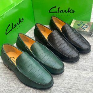 Clarks England Crocodile-Embossed Leather Loafers – Black & Green
