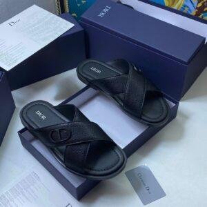 Dior CD Logo Black Leather Sandals