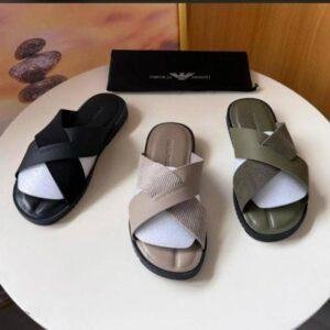 Emporio Armani Leather Cross-Over Sandals