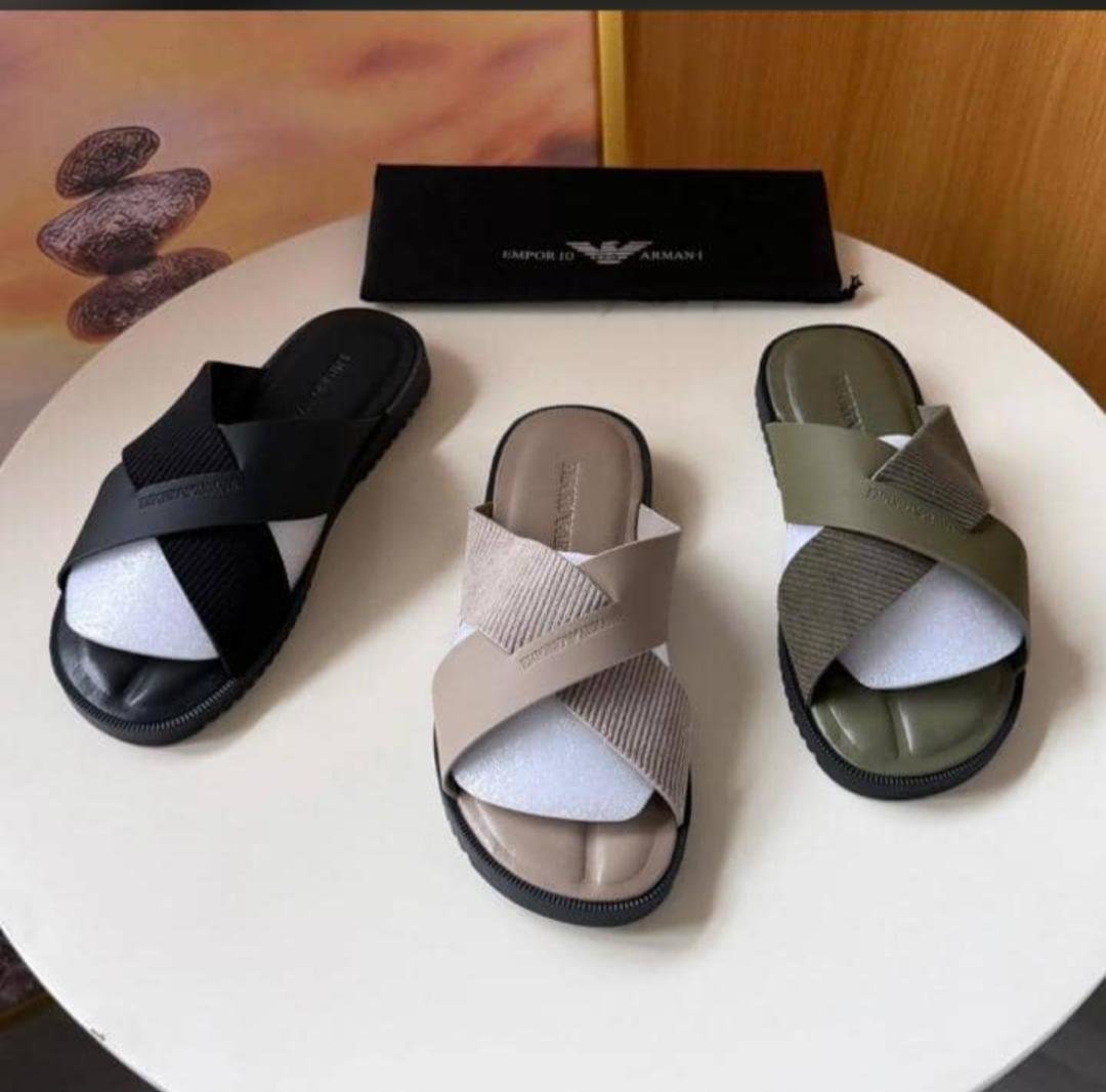 Emporio Armani Leather Cross-Over Sandals