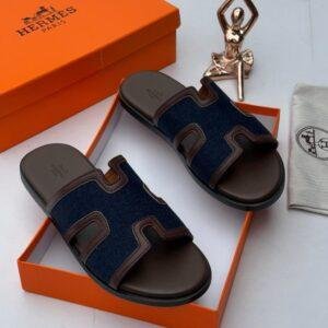 Hermès Izmir Denim & Calfskin Sandals
