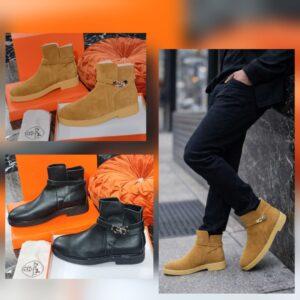 Hermès Men’s Suede Ankle Boots – Buckle Strap
