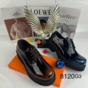 Men’s Shiny Leather Thick-Soled Derby Shoes