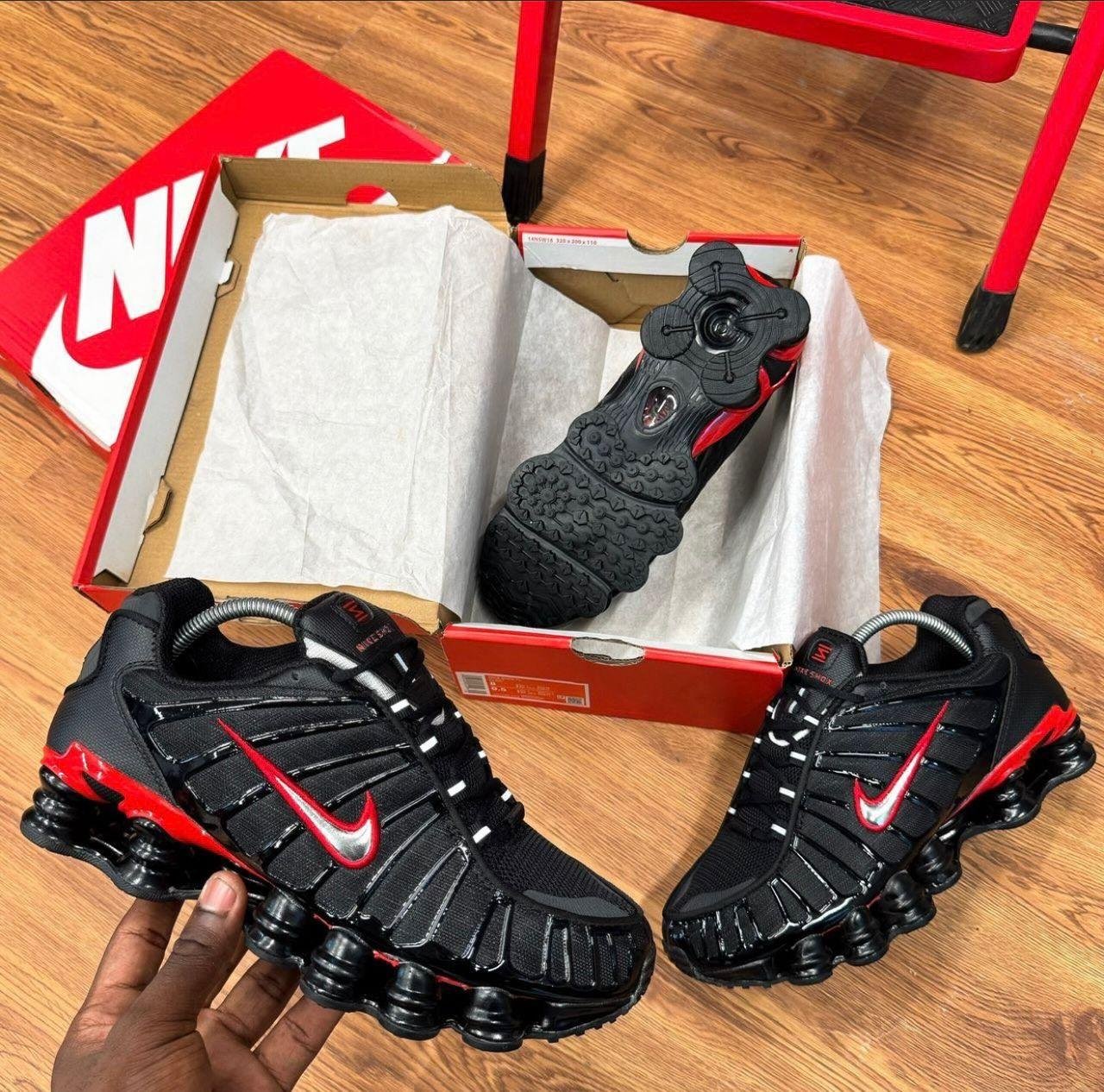 Nike Shox TL Black & University Red Sneakers