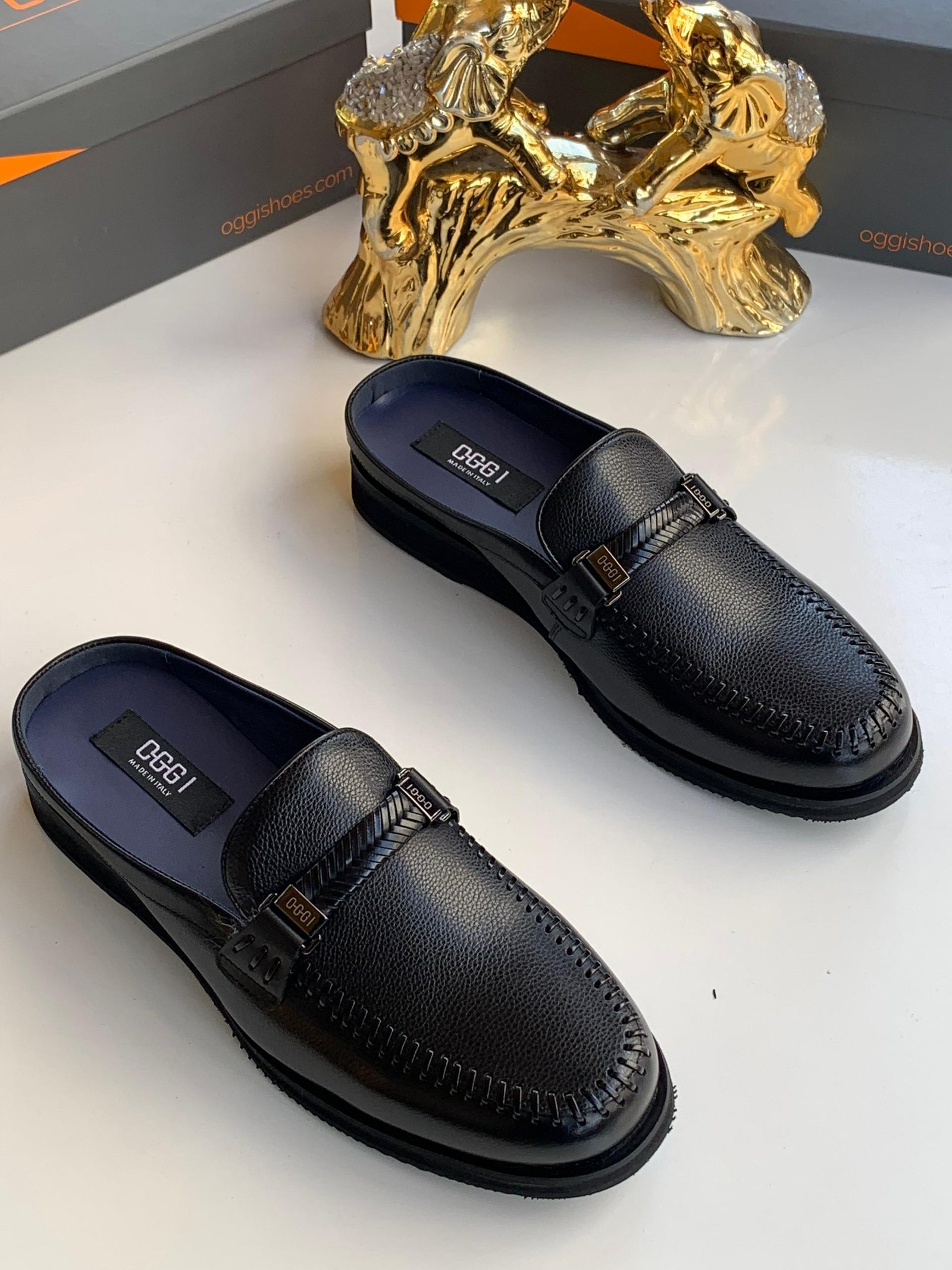 OGGI Braided Strap Leather Mules