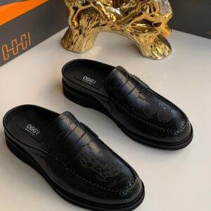 OGGI Script Monogram Leather Mules