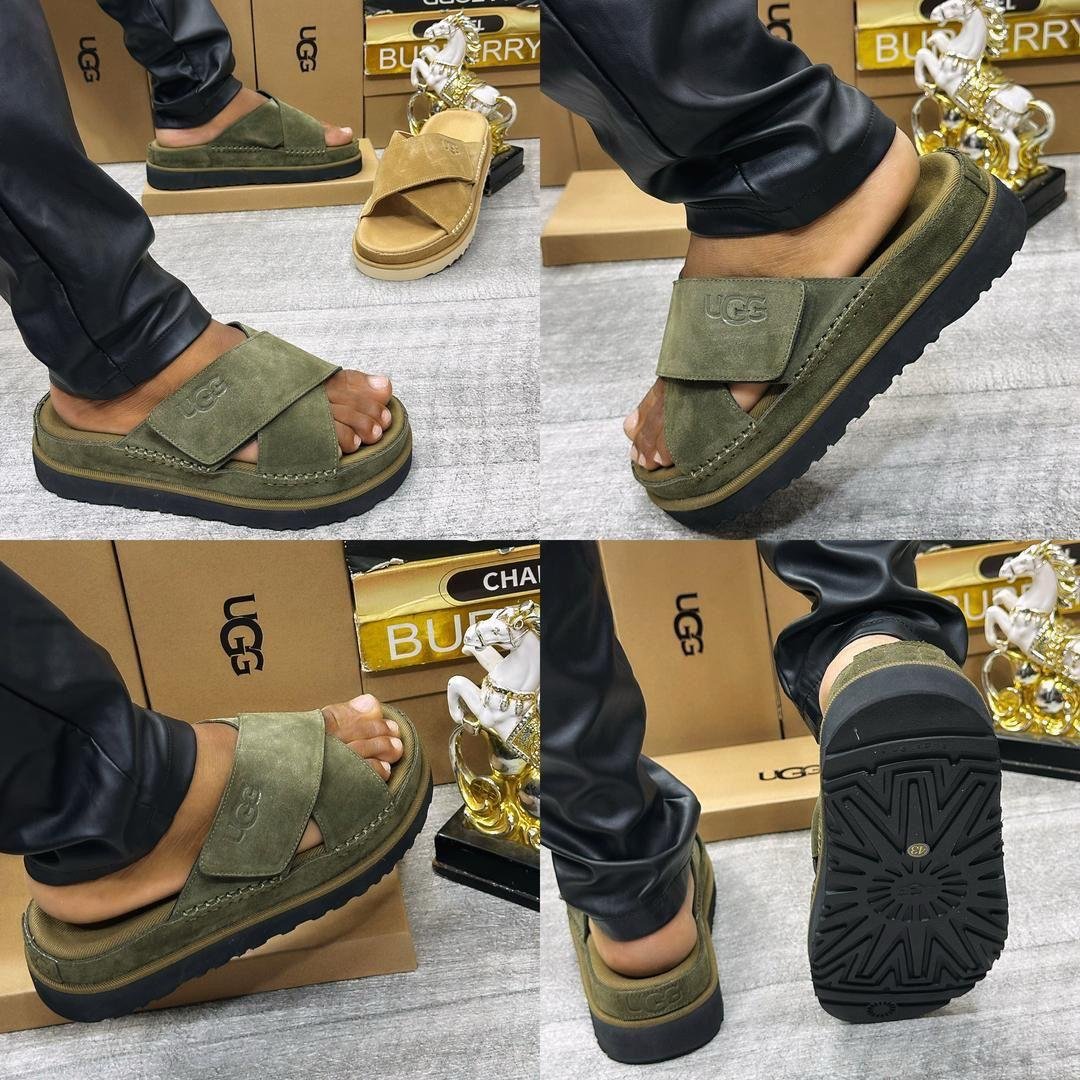 UGG Goldenstar Cross Slide Suede Sandals