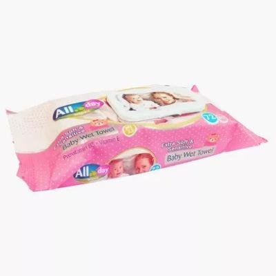 All Day Sensitive Baby Wet Towel Pink x90