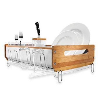 Classy Stainless Steel Dish Rack & Wooden Side