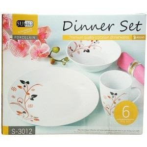 Sumo Porcelain Dinner Set Round x6