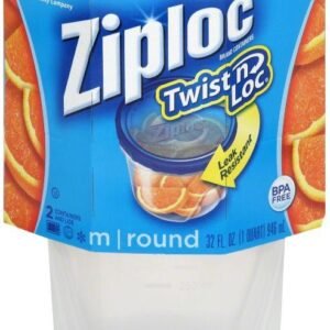 Ziploc Twist N Loc Fresh Shield Medium Round Containers With Lids x2